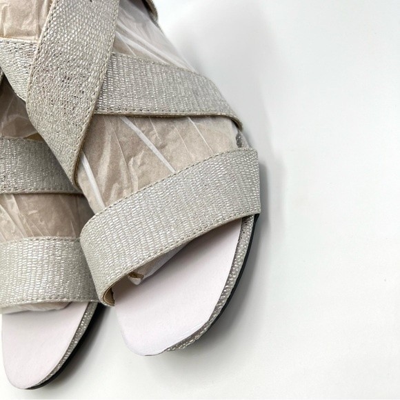 6.5W 6.5 W WIDE WIDE LifeStride Carlyle Textured Silver Block Heels Sandal Shoes - Picture 5 of 14